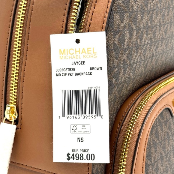 Michael Kors Jaycee Medium Zip Packet Backpack Brown Signature main image 9